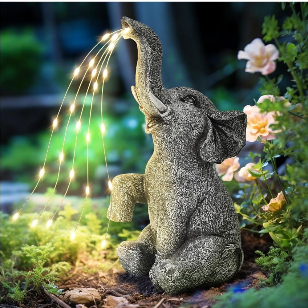 Solar Garden Decor Watering Elephant Statue
New In Box